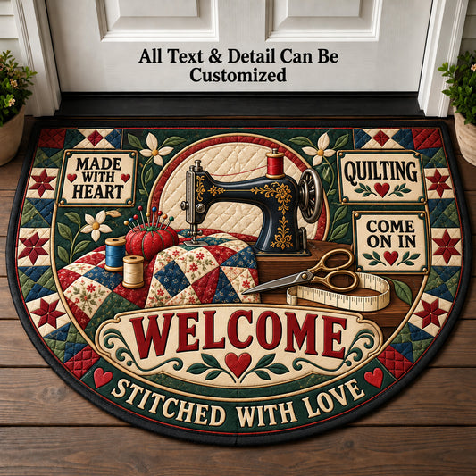 Quilting Personalized Half Round Mat | 5To9Vibe