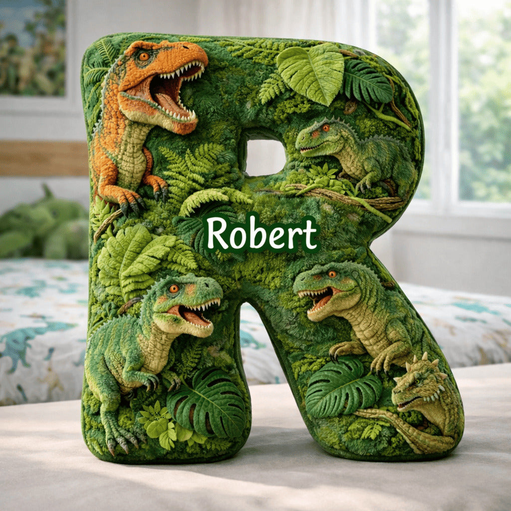 Dino and Princess Pillow Custom Name Gift  For Girls, Boys Irregular-Shaped Pillow Custom