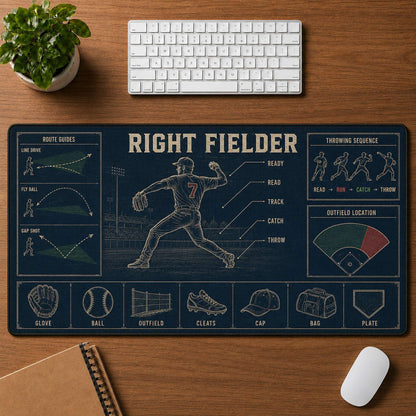 Right Fielder Blueprint Desk Mat | 5To9Vibe