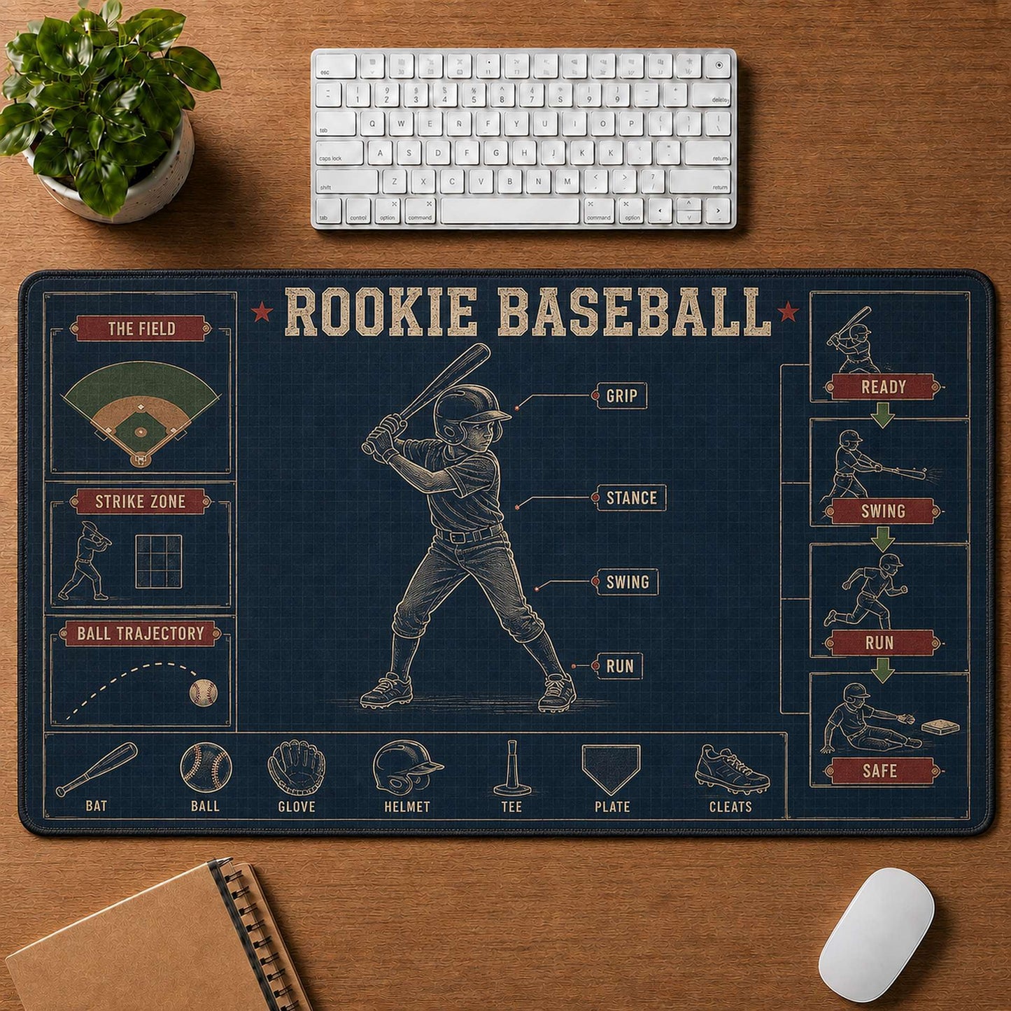 Rookie Baseball Blueprint Desk Mat | 5To9Vibe