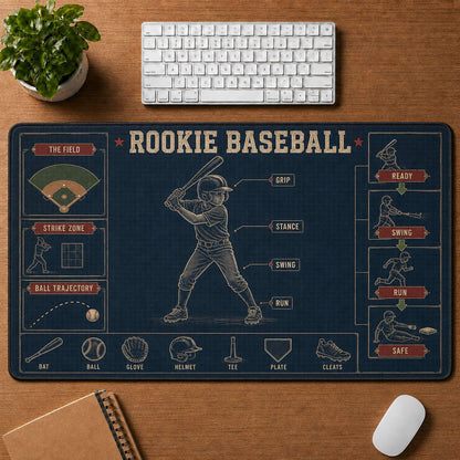 Rookie Baseball Blueprint Desk Mat | 5To9Vibe