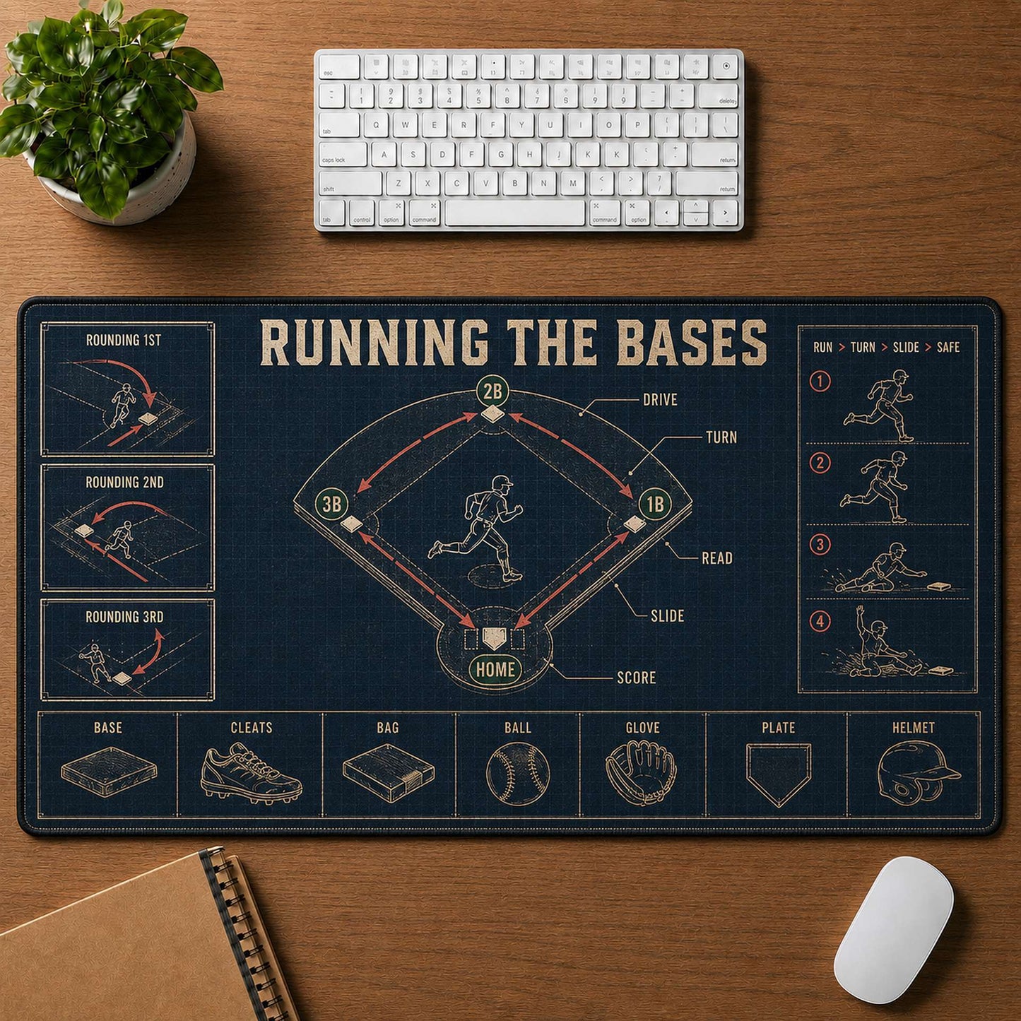 Running the Bases Blueprint Desk Mat | 5To9Vibe