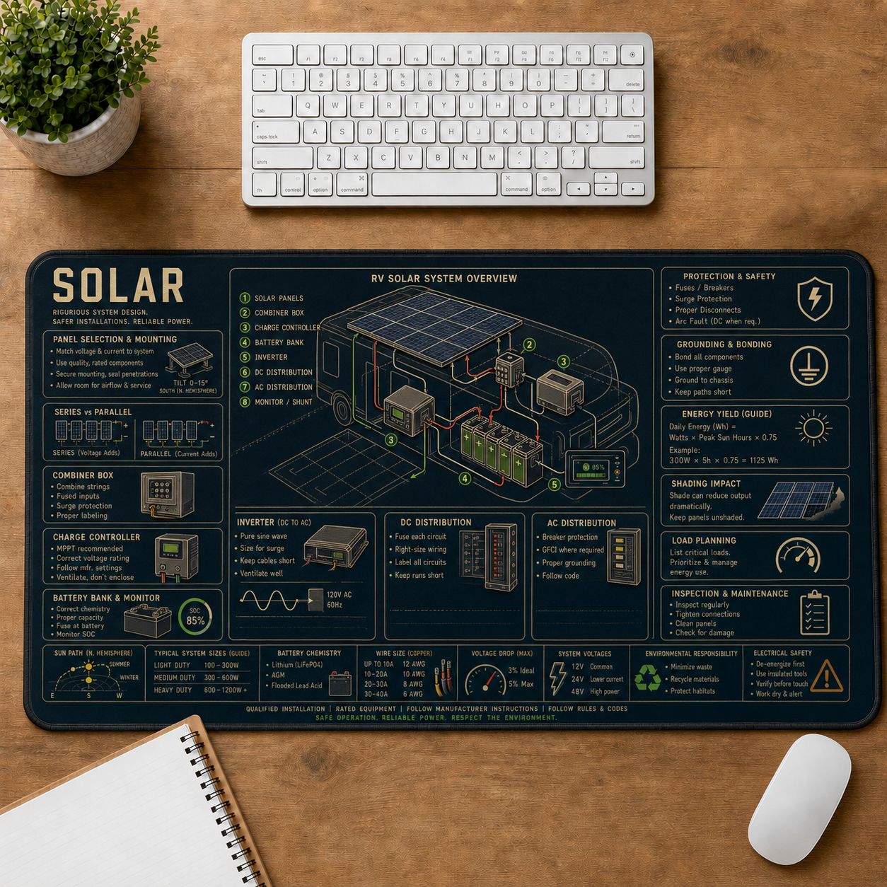 RV Solar Mobile Adventure Systems Guide Desk Mat | 5To9Vibe