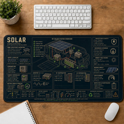 RV Solar Mobile Adventure Systems Guide Desk Mat | 5To9Vibe