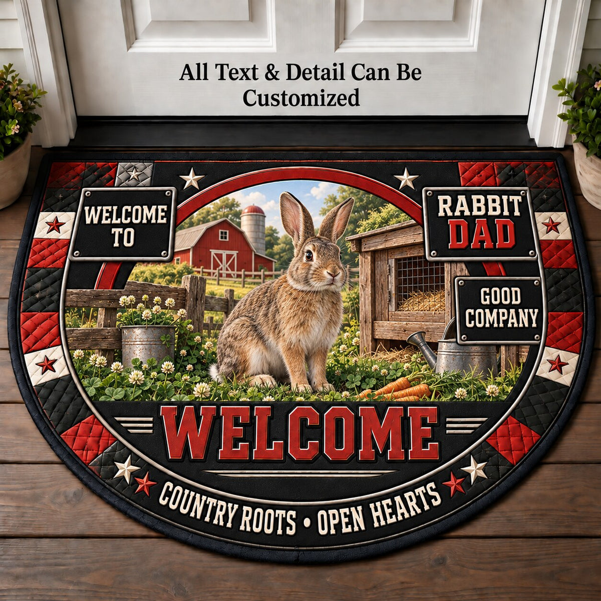 Rabbit Dad Personalized Half Round Mat | 5To9Vibe