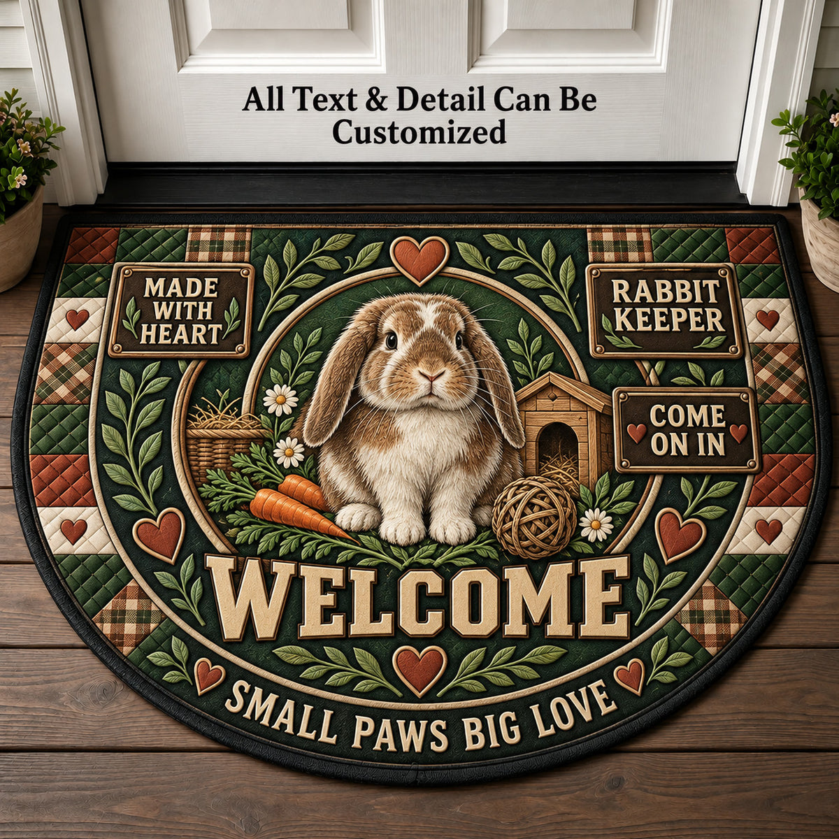 Rabbit Keeper Personalized Half Round Mat | 5To9Vibe