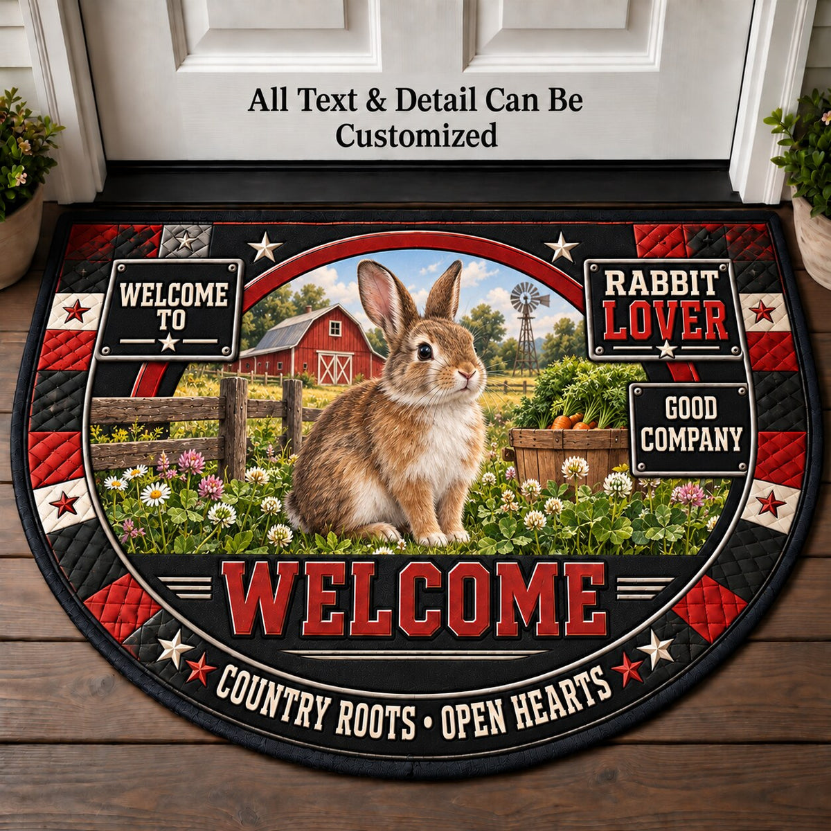 Rabbit Lover Personalized Half Round Mat | 5To9Vibe