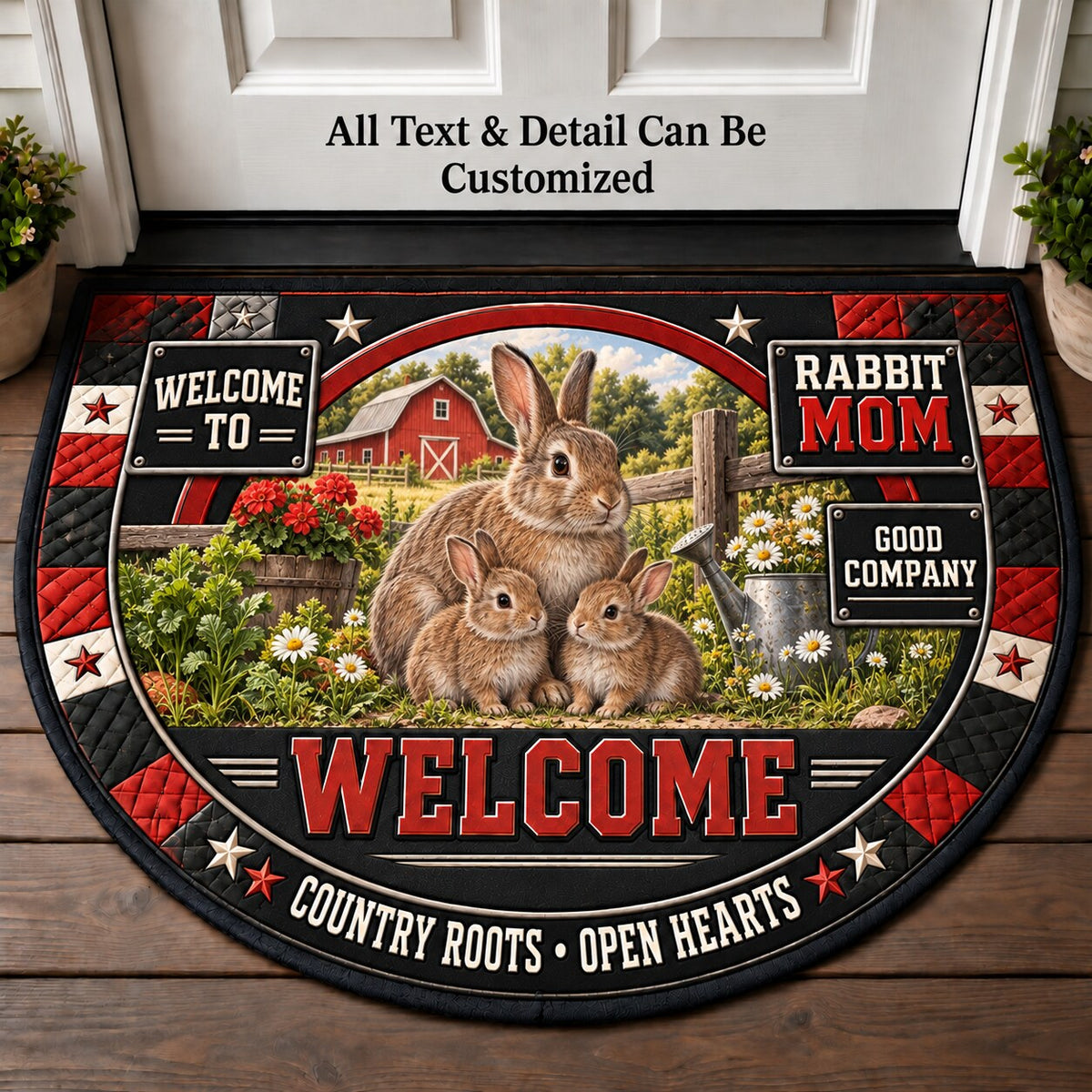 Rabbit Mom Personalized Half Round Mat | 5To9Vibe