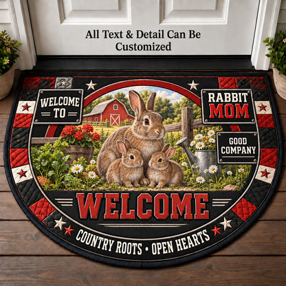 Rabbit Mom Personalized Half Round Mat | 5To9Vibe