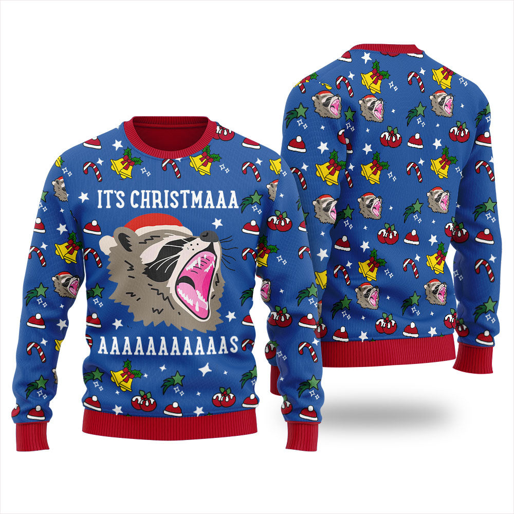 Raccoon Funny Christmas Sweaters For Adults