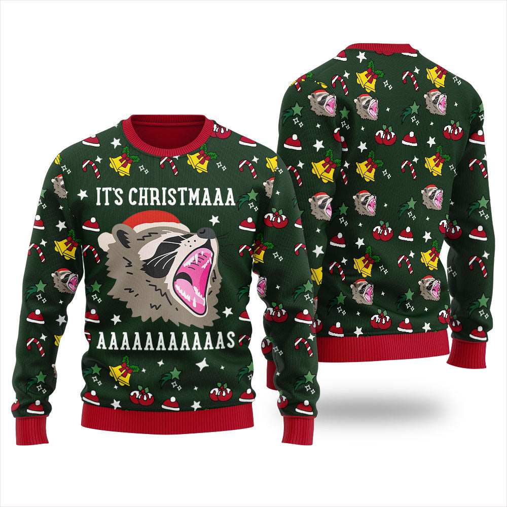 Raccoon Funny Christmas Sweaters For Adults