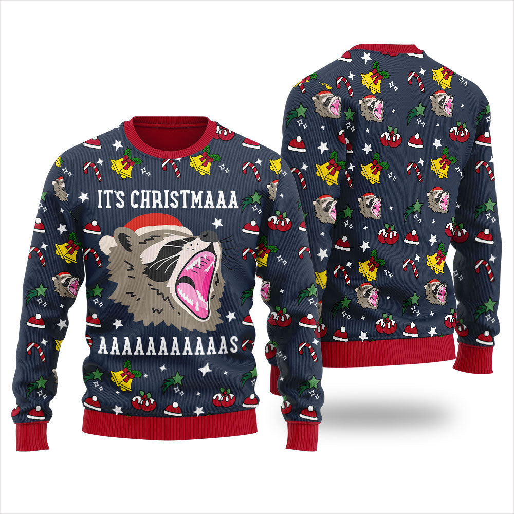 Raccoon Funny Christmas Sweaters For Adults