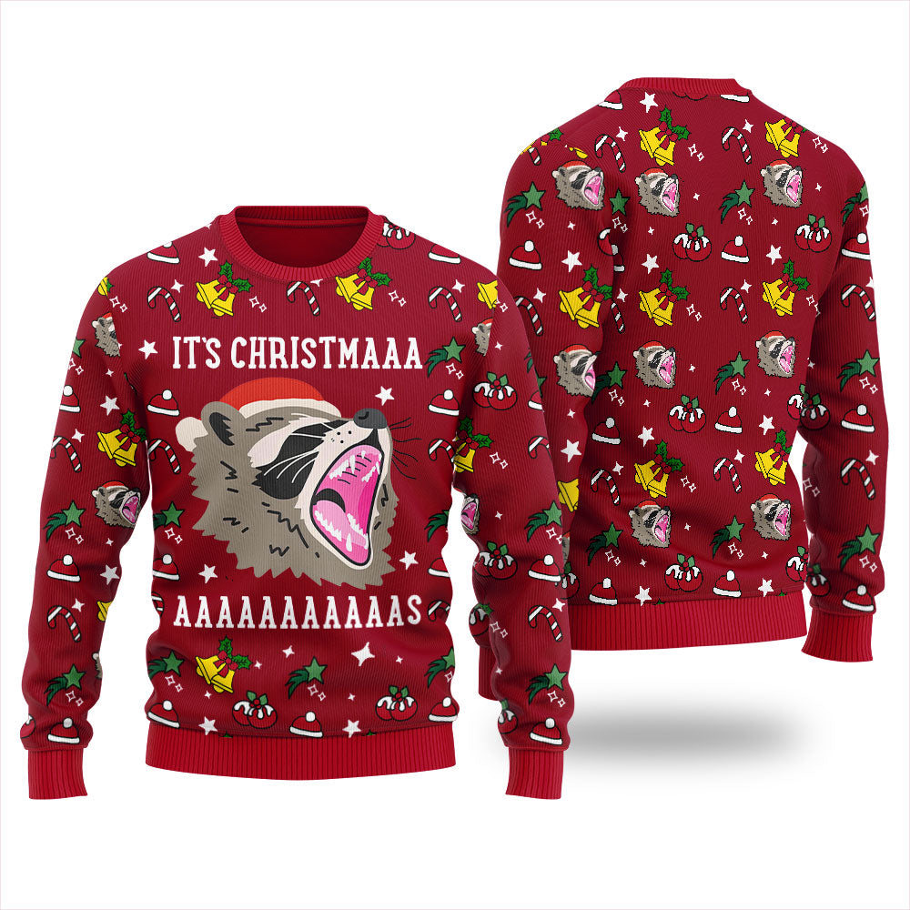 Raccoon Funny Christmas Sweaters For Adults