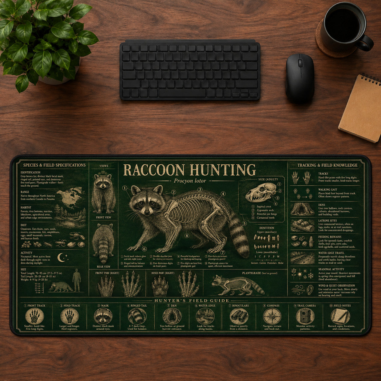 Raccoon Hunting Desk Mat Mouse Pad | 5To9Vibe