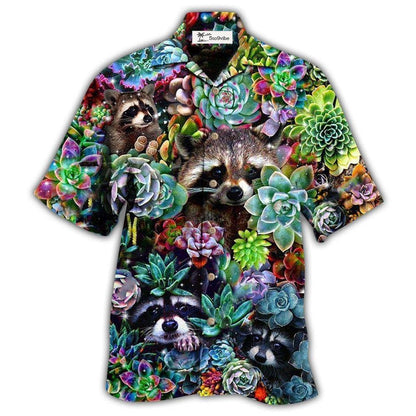 Hawaiian Shirt / Adults / S Raccoon Animals Succulent - Hawaiian Shirt 