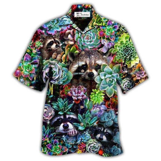 Hawaiian Shirt / Adults / S Raccoon Animals Succulent - Hawaiian Shirt 