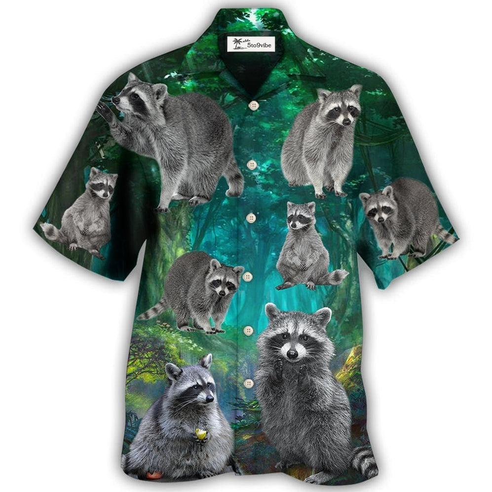 Hawaiian Shirt / Adults / S Raccoon Style With Green - Hawaiian Shirt 