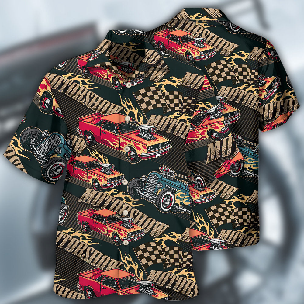 Car Racing Motorshow Fire - Hawaiian Shirt 