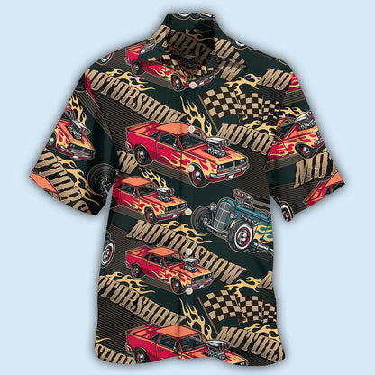Car Racing Motorshow Fire - Hawaiian Shirt 