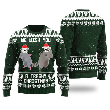 Merry Trashy Christmas Racoon Opossum Ugly Sweater Women's