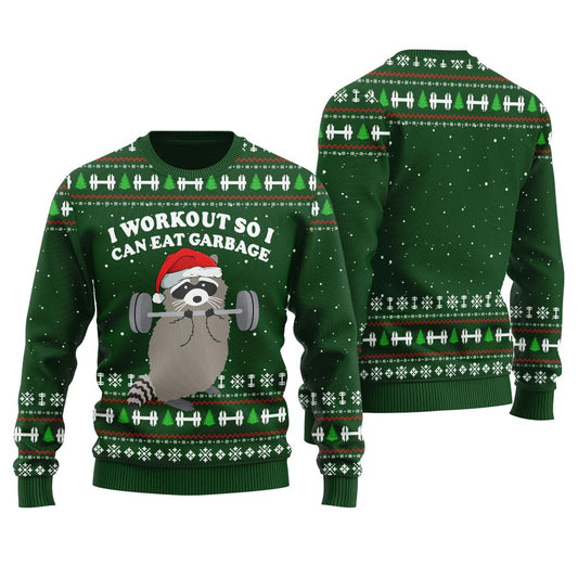 Racoon The Swoleman Ugly Christmas Sweater