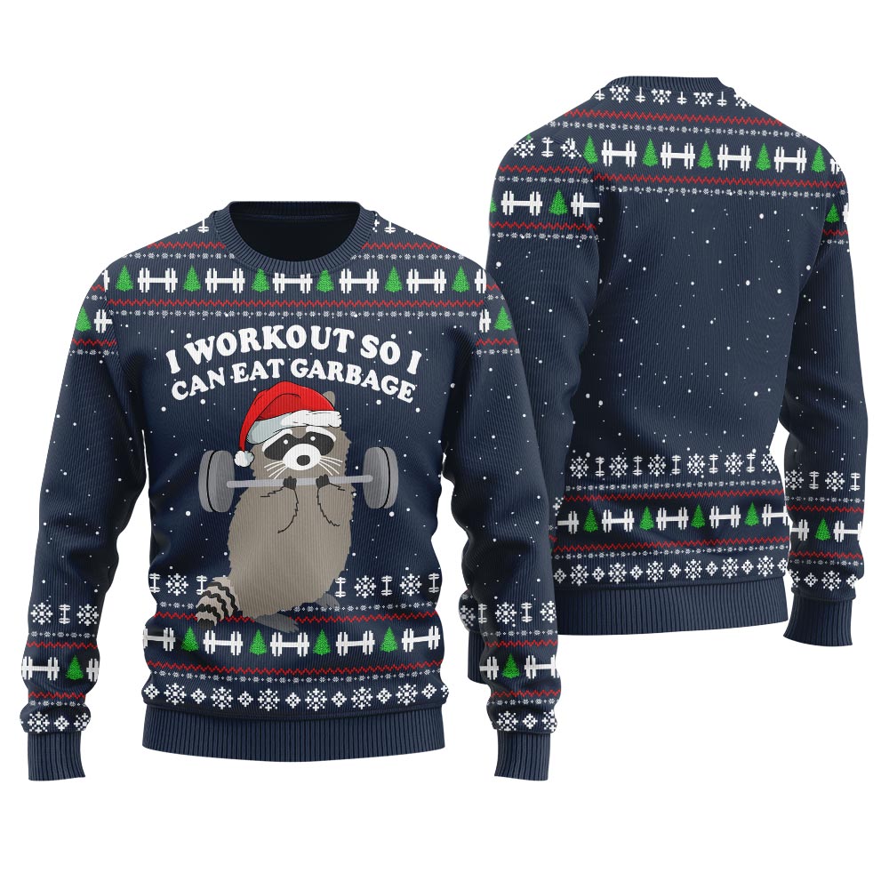 Racoon The Swoleman Ugly Christmas Sweater