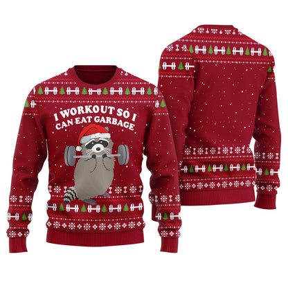 Racoon The Swoleman Ugly Christmas Sweater