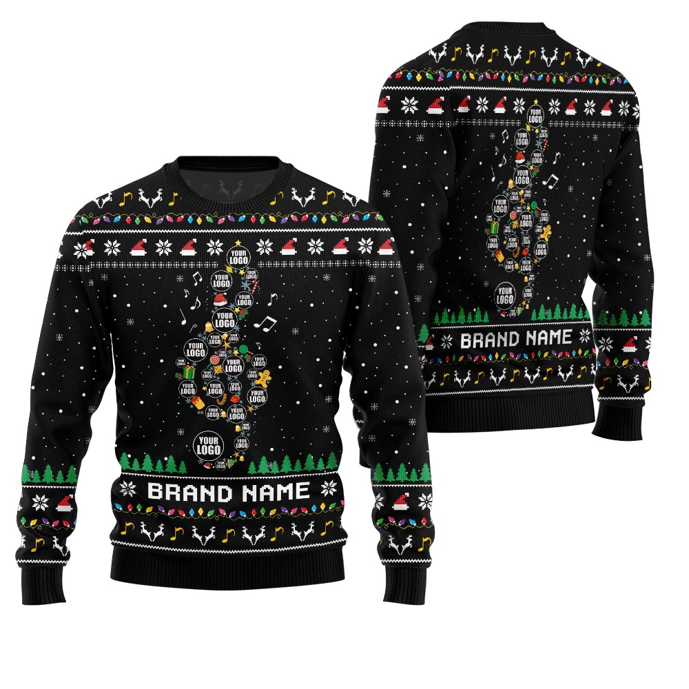 Radiant Custom Logo Music Note Ugly Xmas Sweater