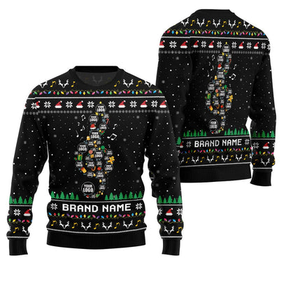 Radiant Custom Logo Music Note Ugly Xmas Sweater