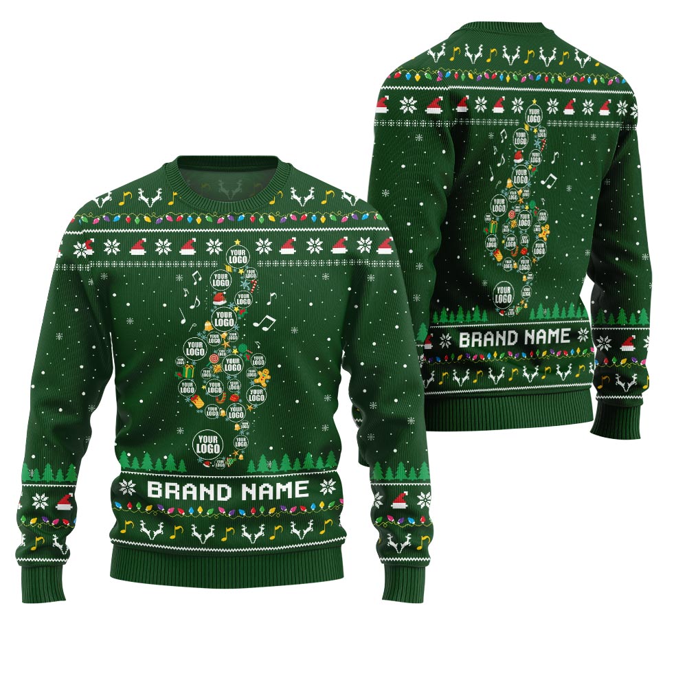 Radiant Custom Logo Music Note Ugly Xmas Sweater