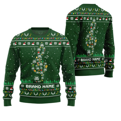 Radiant Custom Logo Music Note Ugly Xmas Sweater