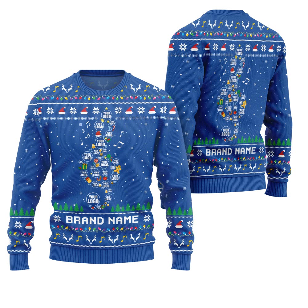Radiant Custom Logo Music Note Ugly Xmas Sweater