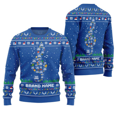 Radiant Custom Logo Music Note Ugly Xmas Sweater