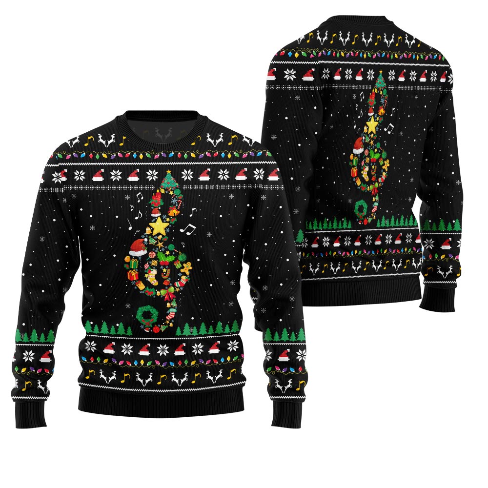 Radiant Music Note Ugly Xmas Sweater