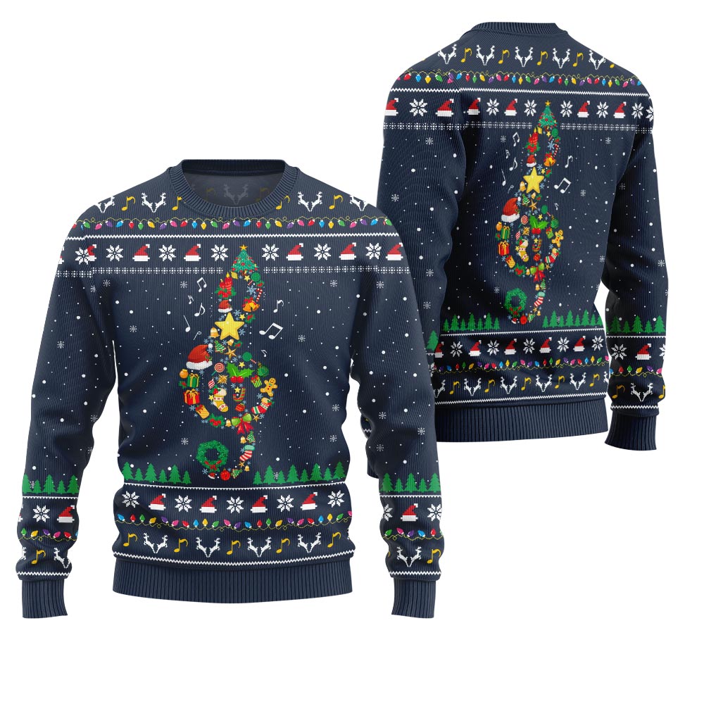 Radiant Music Note Ugly Xmas Sweater