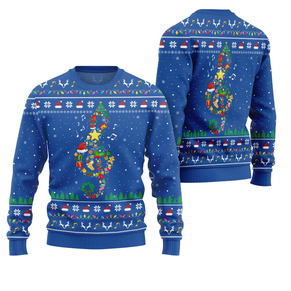 Radiant Music Note Ugly Xmas Sweater