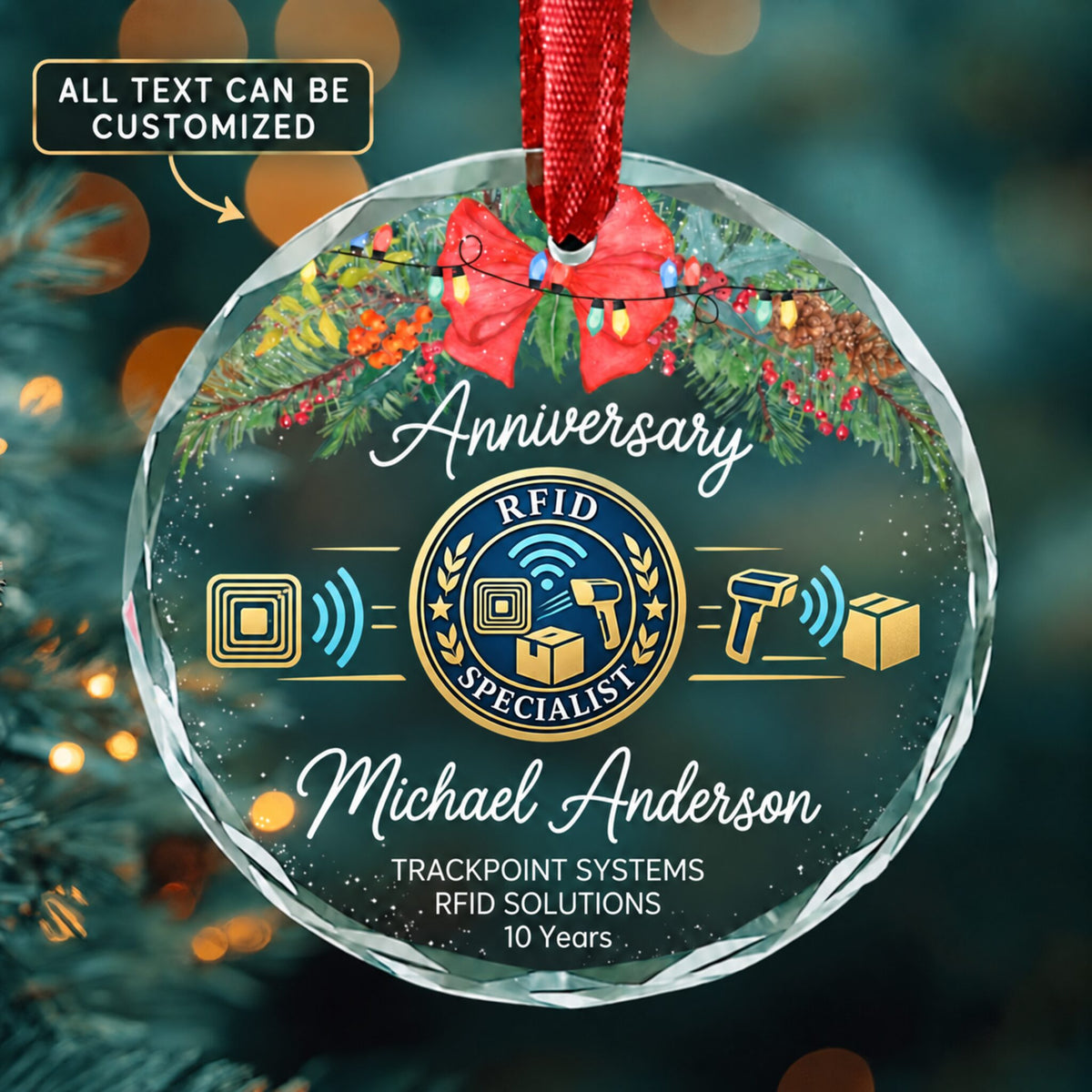 Radio Frequency Identification Device Specialists Personalized Glass Ornament | 5To9Vibe