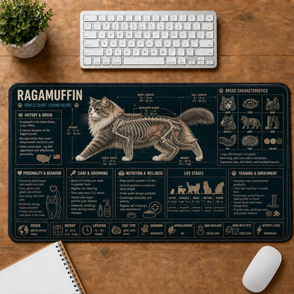 Ragamuffin Cat Breed Desk Mat Anatomy Guide | 5To9Vibe