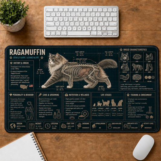 Ragamuffin Cat Breed Desk Mat Anatomy Guide | 5To9Vibe