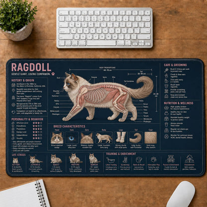 Ragdoll Cat Breed Desk Mat Anatomy Guide | 5To9Vibe