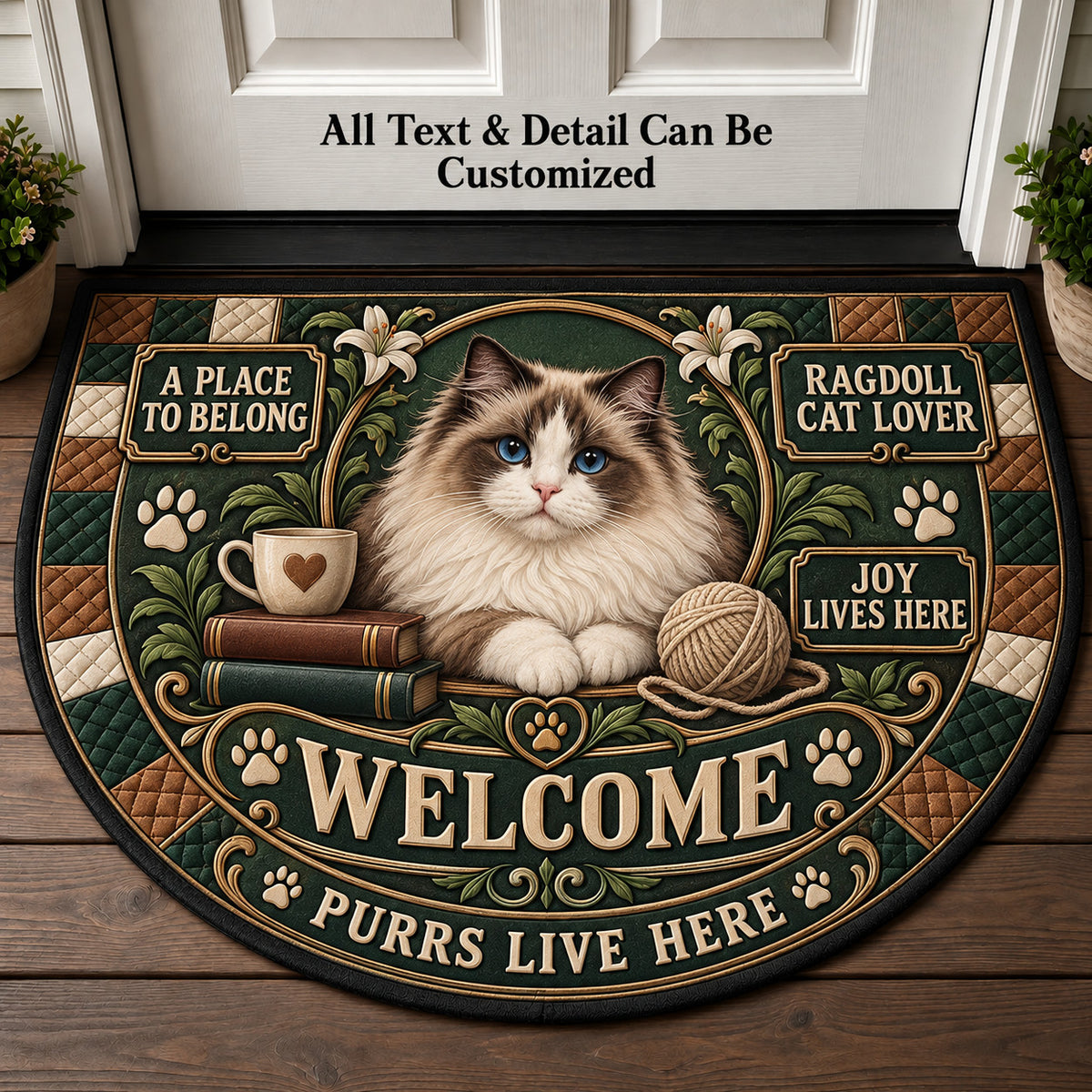 Ragdoll Cat Lover Personalized Half Round Mat | 5To9Vibe