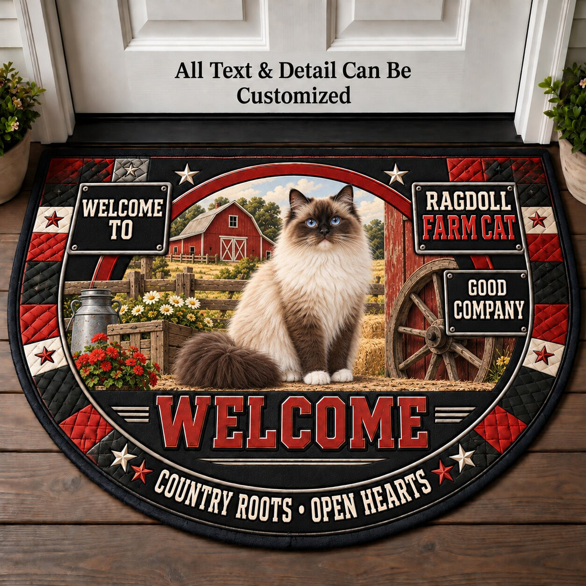 Ragdoll Farm Cat Personalized Half Round Mat | 5To9Vibe