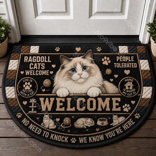 Ragdoll Cats Welcome Doormat - People Tolerated Cat Lover Mat - 5to9vibe