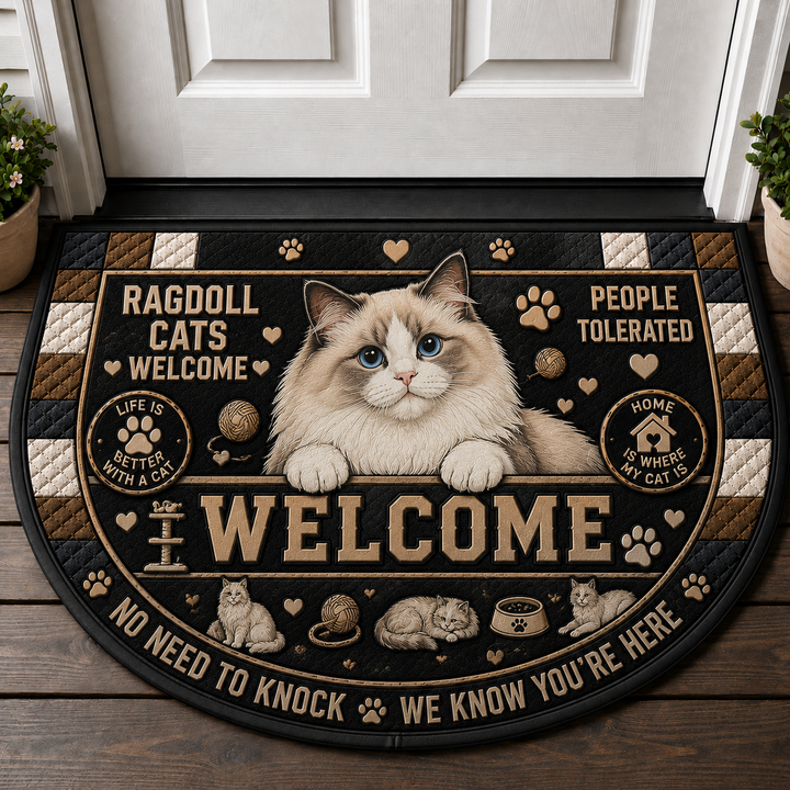 Ragdoll Cats Welcome Doormat - People Tolerated Cat Lover Mat - 5to9vibe