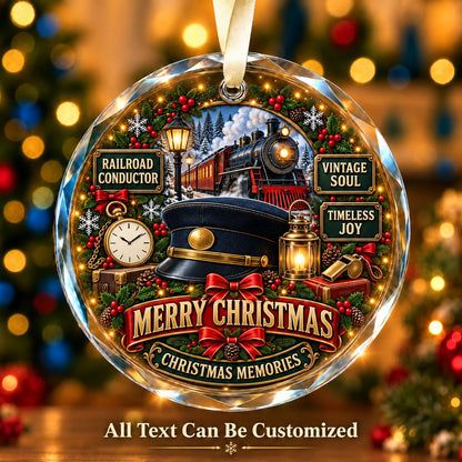 Railroad Conductor Personalized Glass Ornament | 5To9Vibe