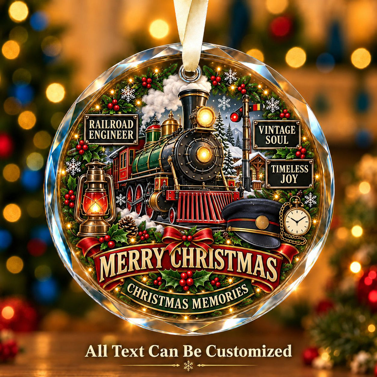 Railroad Engineer Personalized Glass Ornament | 5To9Vibe