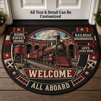 Railroad Roundhouse Personalized Half Round Mat | 5To9Vibe