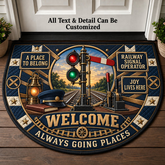Railway Signal Operator Personalized Half Round Mat | 5To9Vibe