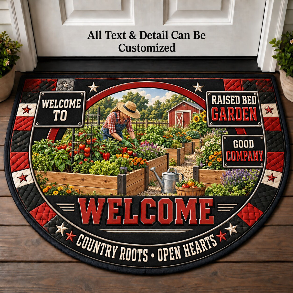 Raised Bed Garden Personalized Half Round Mat | 5To9Vibe