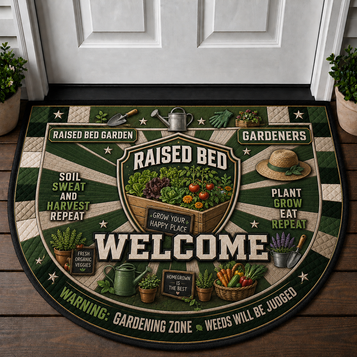 Farm Fresh Locally Grown Welcome Mat - Support Local Farmers Red Truck Doormat - 5to9vibe
